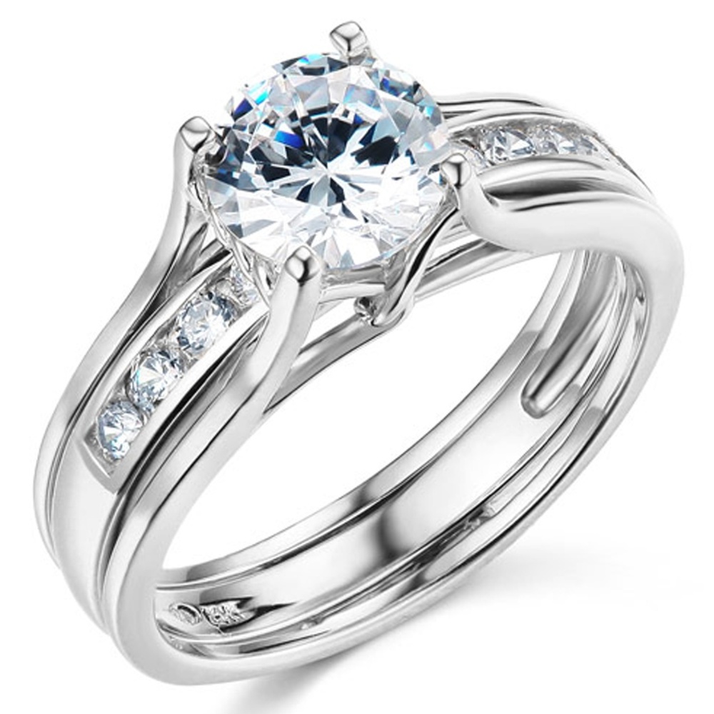 14k Split Shank 1-CT Round-Cut Solitaire CZ  Ring